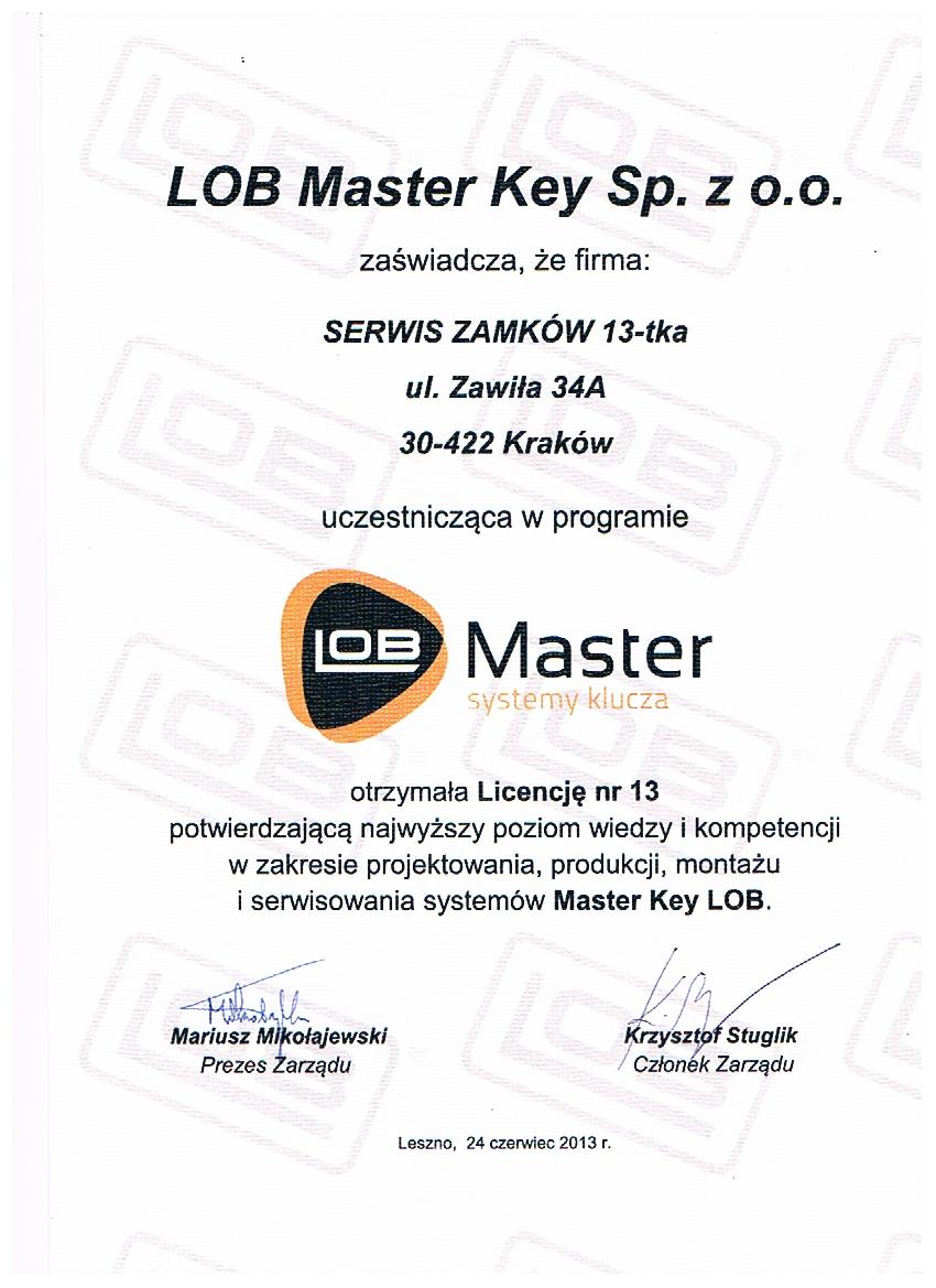 LOB Certyfikat 001